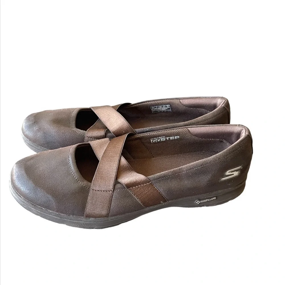 Skechers GO Step - Dainty Women's Summer Shoes Slip On Choc Ballet Flats